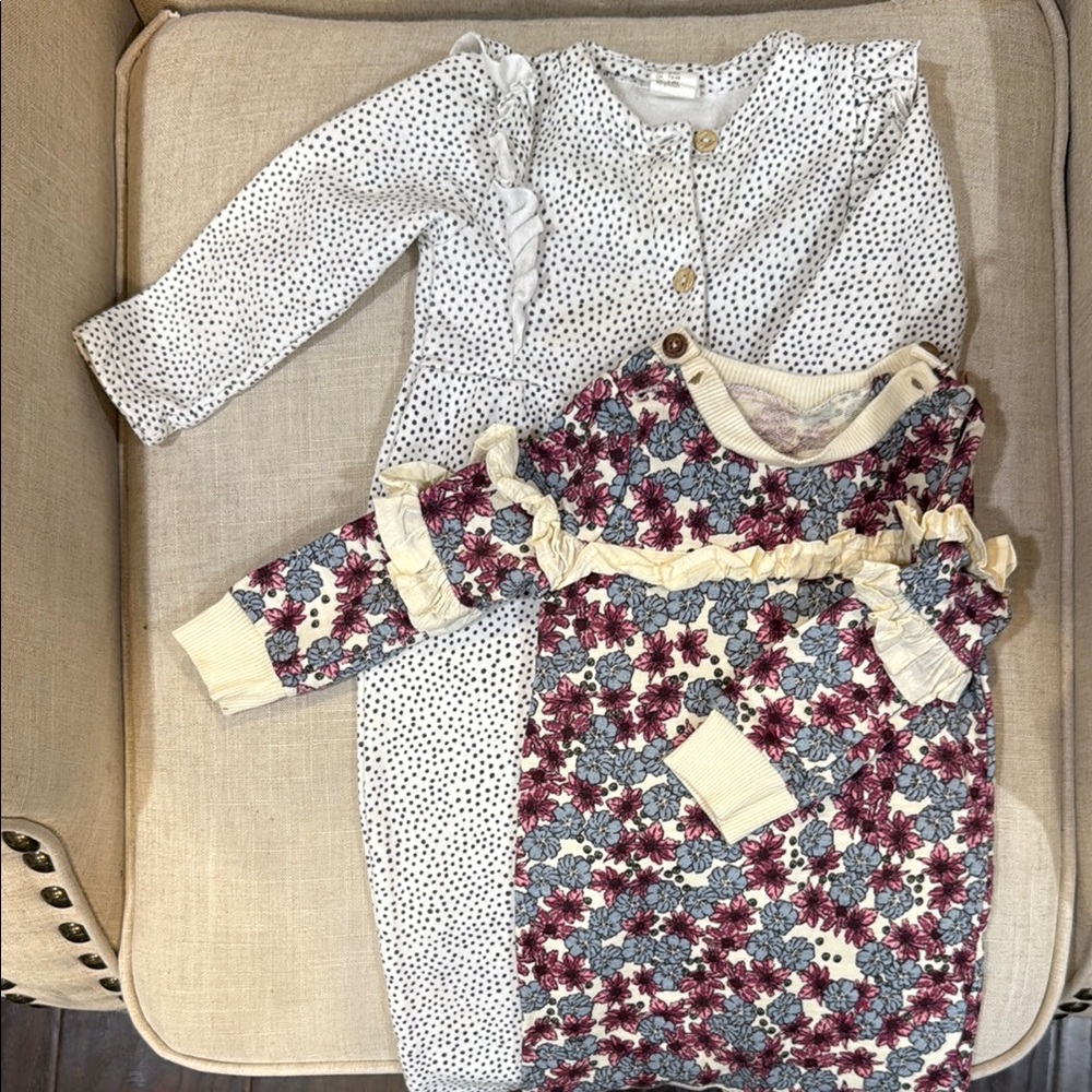 H&M White and Black Polka Dot Baby Onesie